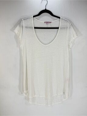 Calypso St. Barth Linen White Scoop Neck Short Sleeve Tee